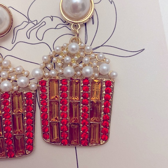 Popcorn Earrings Fun Unique - Picture 2 of 4